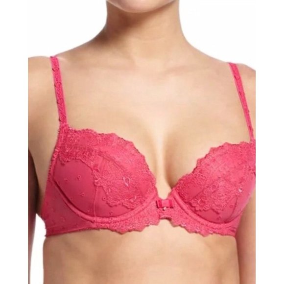 WACOAL Enchanting Lace Push-Up Underwire Bra #114003 Hot Pink 36B NEW - Picture 4 of 9